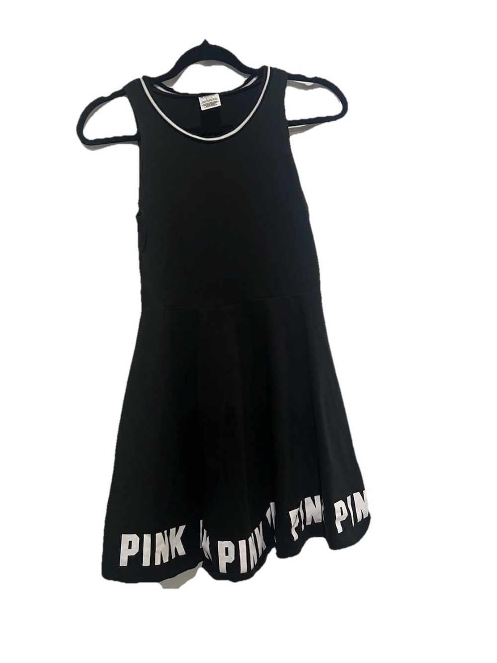 Victoria's Secret PINK Black Crew Neck Tank with White Trim Size S